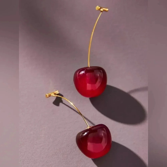 Cherry Red Drop Earrings - Picture 1 of 9